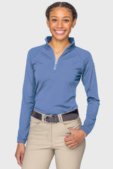 Pacific Blue Perforated Long Sleeve 1/4 Zip Performance Shirt Kastel Denmark US