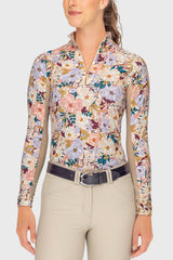 Champagne Blooming Peonies Long Sleeve 1/4 Zip Sun Shirt Kastel Denmark