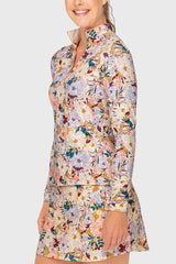Champagne Blooming Peonies Long Sleeve 1/4 Zip Sun Shirt