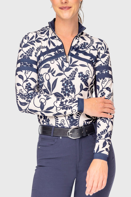 Gardenia Climbing Vine Long Sleeve Chevron 1/4 Zip Sun Shirt Kastel Denmark