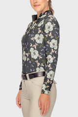 Slate Garden Rose Long Sleeve 1/4 Zip Sun Shirt