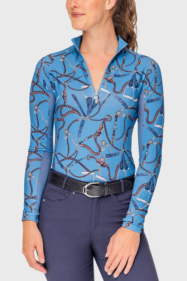 Tahoe Blue Belts Long Sleeve 1/4 Zip Sun Shirt