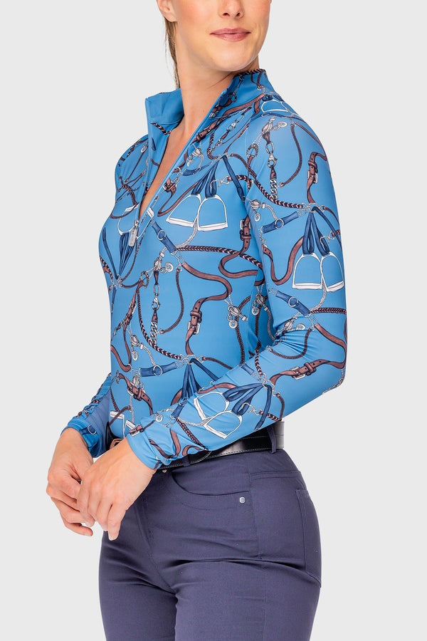 Tahoe Blue Belts Long Sleeve 1/4 Zip Sun Shirt