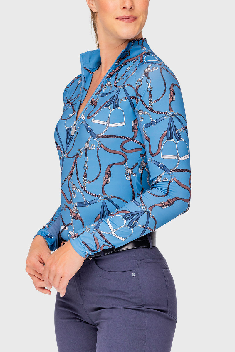 Tahoe Blue Belts Long Sleeve 1/4 Zip Sun Shirt