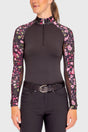 Black Modern Begonia Raglan Long Sleeve 1/4 Zip Sun Shirt - [Kastel]