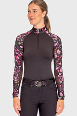 Black Modern Begonia Raglan Long Sleeve 1/4 Zip Sun Shirt Kastel Denmark