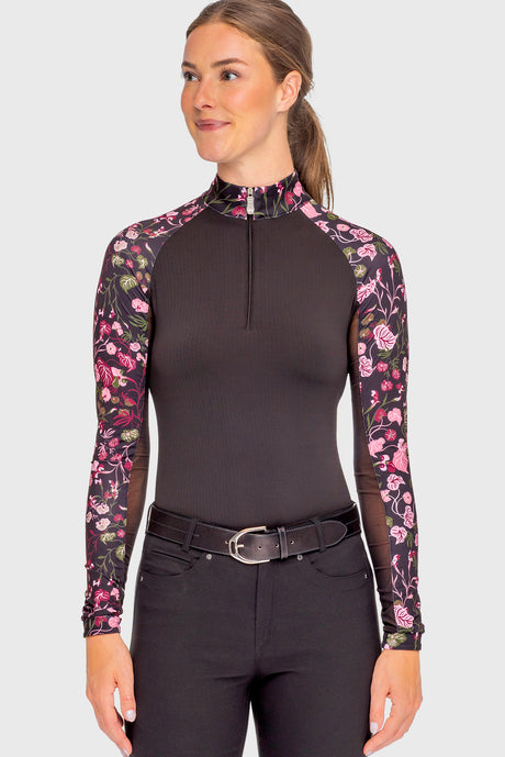 Black Modern Begonia Raglan Long Sleeve 1/4 Zip Sun Shirt Kastel Denmark