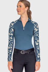 Sailor Blue French Tulip Raglan Long Sleeve 1/4 Zip Sun Shirt Kastel Denmark