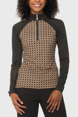 Camel Basketweave 1/4 Zip Long Sleeve Power Mesh Raglan Sun Shirt Kastel Denmark US