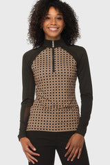 Camel Basketweave 1/4 Zip Long Sleeve Power Mesh Raglan Sun Shirt Kastel Denmark US