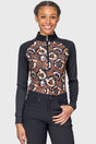 Chocolate Brown Pansies 1/4 Zip Raglan Long Sleeve Sun Shirt Kastel Denmark US