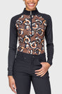 Chocolate Brown Pansies 1/4 Zip Raglan Long Sleeve Sun Shirt Kastel Denmark US