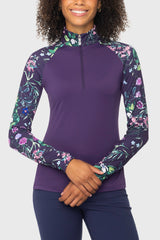 Violet Botanical Garden 1/4 Zip Long Sleeve Raglan Top Kastel Denmark US