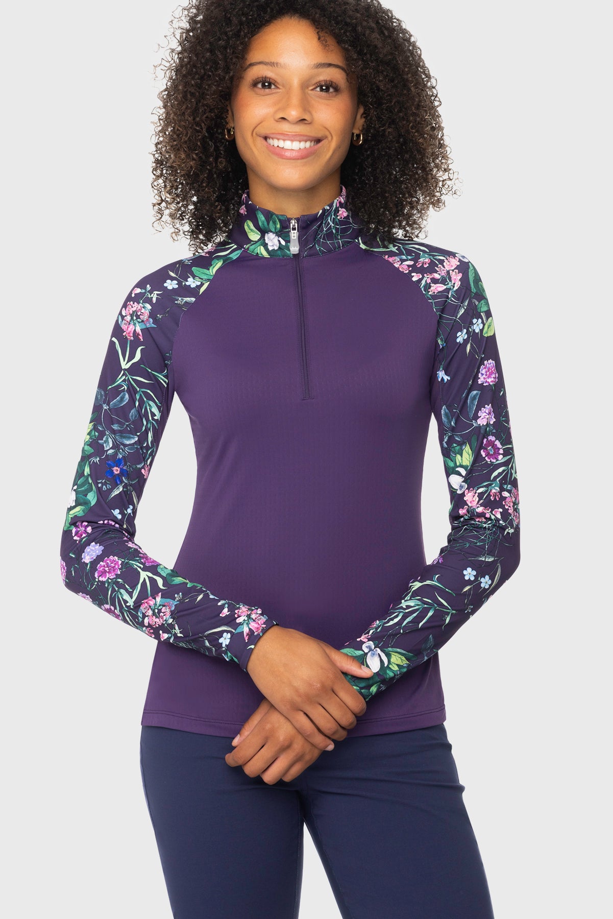 Violet Botanical Garden 1/4 Zip Long Sleeve Raglan Top Kastel Denmark US
