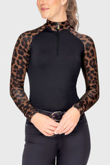 Espresso Leopard Long Sleeve Raglan 1/4 Zip Sun Shirt Kastel Denmark