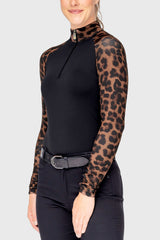 Espresso Leopard Long Sleeve Raglan 1/4 Zip Sun Shirt Kastel Denmark