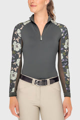 Slate Garden Rose Long Sleeve Raglan 1/4 Zip Sun Shirt Kastel Denmark