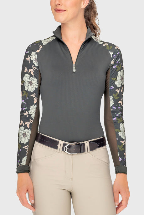 Slate Garden Rose Long Sleeve Raglan 1/4 Zip Sun Shirt Kastel Denmark