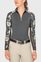 Slate Garden Rose Long Sleeve Raglan 1/4 Zip Sun Shirt Kastel Denmark