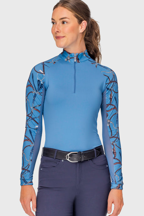 Tahoe Blue Belts Long Sleeve Raglan 1/4 Zip Sun Shirt Kastel Denmark