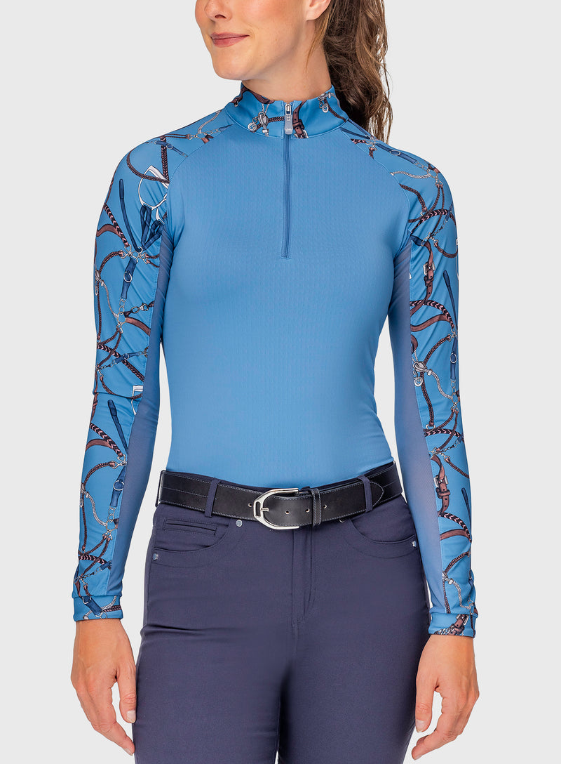 Tahoe Blue Belts Long Sleeve Raglan 1/4 Zip Sun Shirt