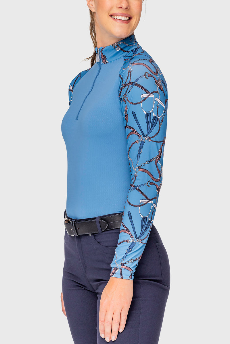 Tahoe Blue Belts Long Sleeve Raglan 1/4 Zip Sun Shirt