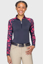 Hot Pink French Tulips Raglan Long Sleeve 1/4 Zip Sun Shirt Kastel Denmark