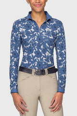 Pacific Blue Wild Rose Long Sleeve 1/4 Zip Sun Shirt Kastel Denmark
