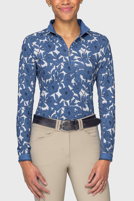 Pacific Blue Wild Rose Long Sleeve 1/4 Zip Sun Shirt Kastel Denmark