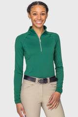 Kelly Green Solid Long Sleeve 1/4 Zip Sun Shirt W/ Silver Zip Kastel Denmark