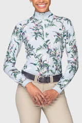 Powder Blue Botanical Long Sleeve 1/4 Zip Sun Shirt Kastel Denmark