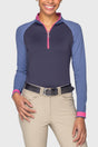Navy/Pacific Blue/Hot Pink Color Block Long Sleeve 1/4 Zip Sun Shirt Kastel Denmark