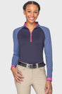Navy/Pacific Blue/Hot Pink Color Block Long Sleeve 1/4 Zip Sun Shirt Kastel Denmark