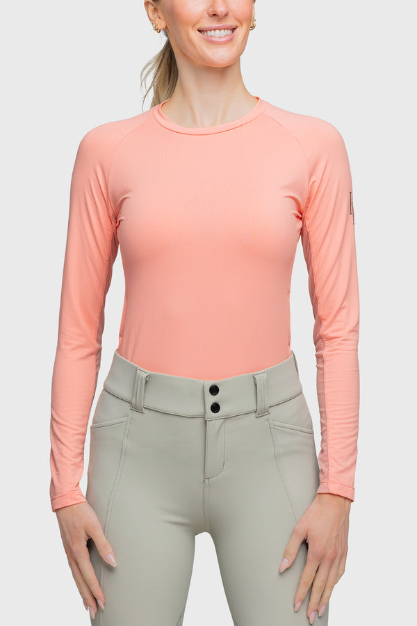 Long Sleeve Coral Crewneck with Silver Monogram Shirt - [Kastel]