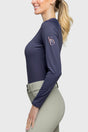 Long Sleeve Navy Crewneck With Rose Gold Monogram Shirt - [Kastel]