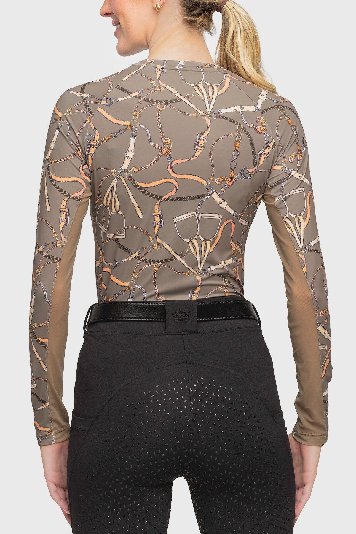 Long Sleeve Taupe Belts Crewneck - [Kastel]