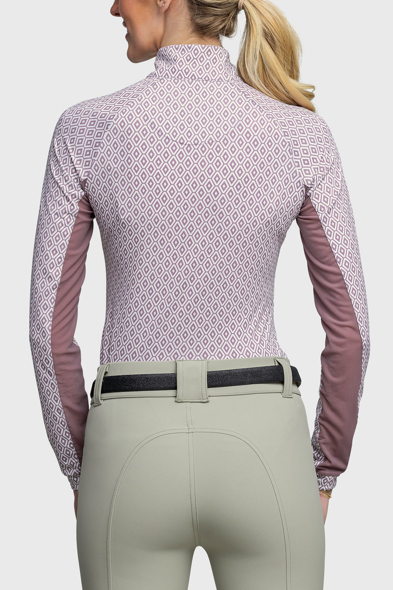 Long Sleeve Dusty Mauve Geometric 1/4 Zip