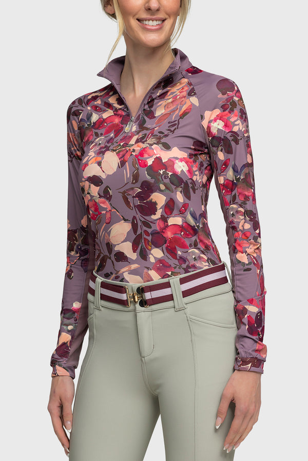 Dusty Mauve Watercolor Floral Long Sleeve Sun Shirt - [Kastel]