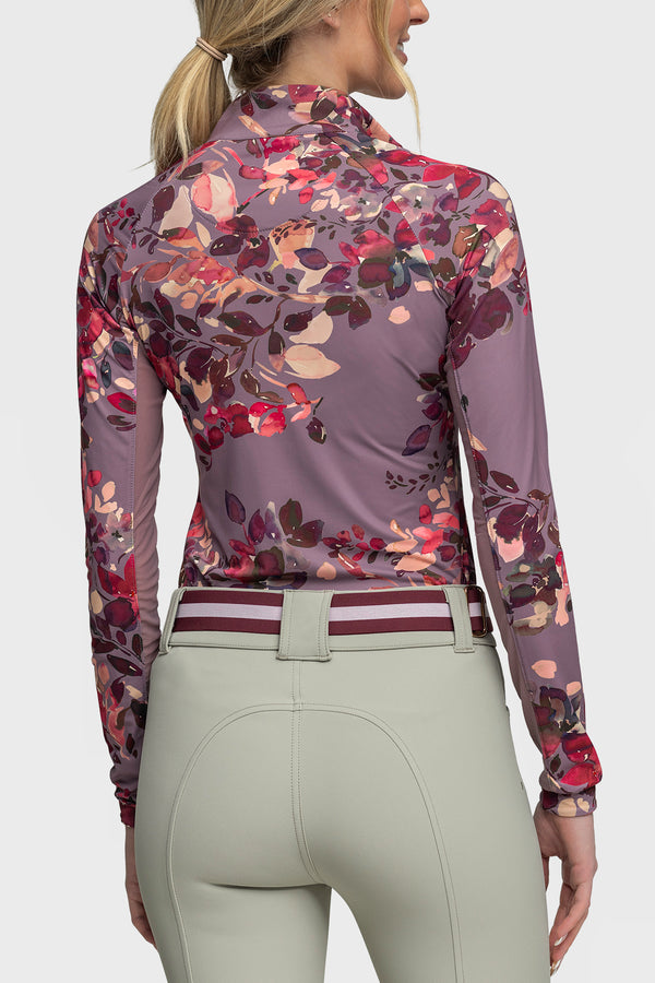 Dusty Mauve Watercolor Floral Long Sleeve Sun Shirt - [Kastel]