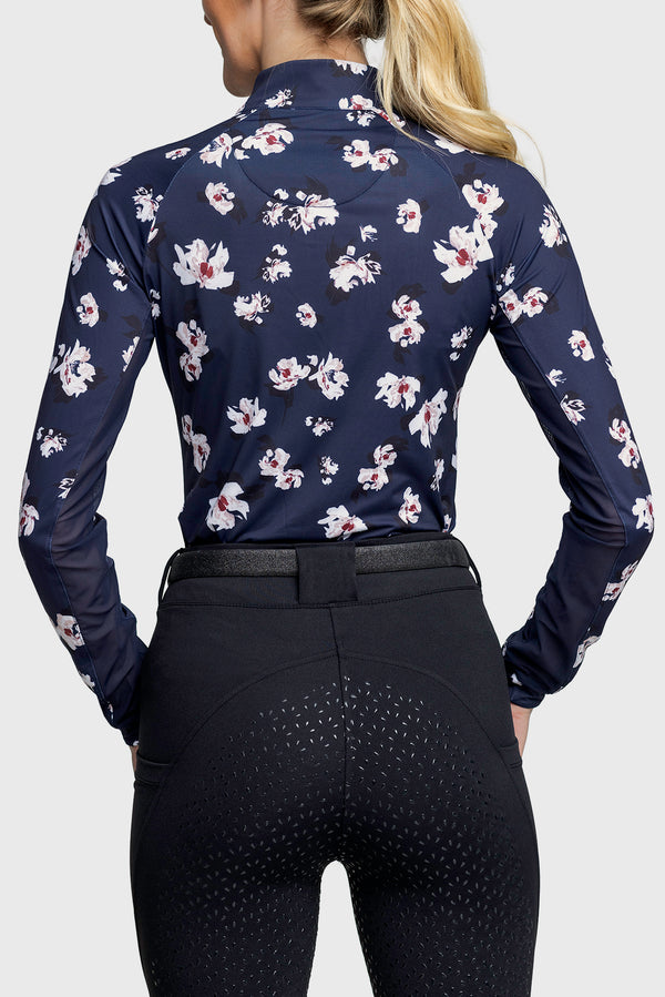 Long Sleeve Navy Floral With Gold 1/4 Zip