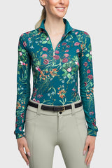 Teal Botanical Long Sleeve Sun Shirt - [Kastel]