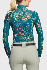 Long Sleeve Teal Botanical 1/4 Zip