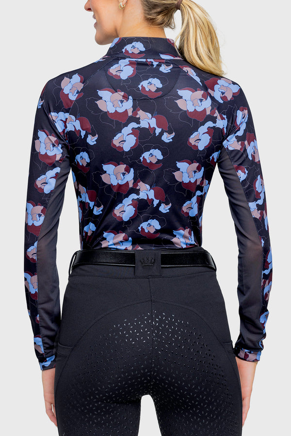 Long Sleeve Black Floral 1/4 Zip