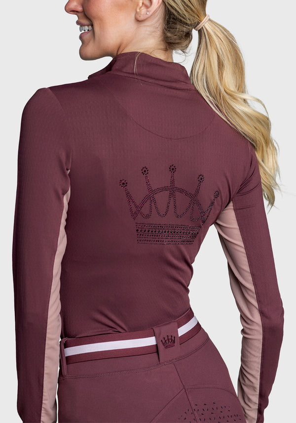 Long Sleeve Cabernet Tonal Crown 1/4 Zip Shirt - [Kastel]