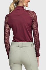 Long Sleeve Tawny Port Lace Raglan with Gold 1/4 Zip