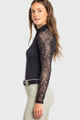 Black Floral Lace Raglan Long Sleeve 1/4 Zip Sun Shirt Kastel Denmark