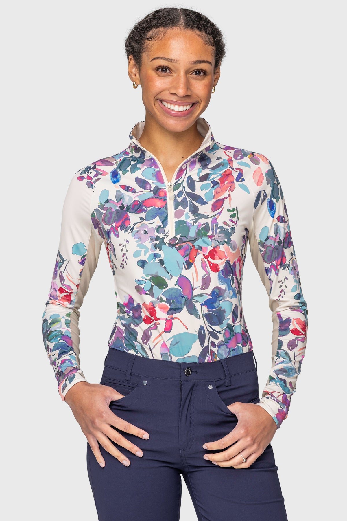 Amethyst Watercolor Floral Long Sleeve Sun Shirt Kastel Denmark