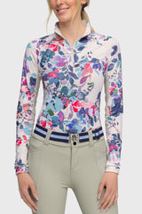 Long Sleeve Amethyst Watercolor Floral 1/4 Zip-Kastel Denmark US