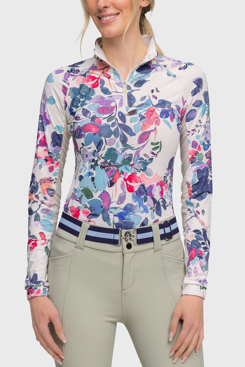 Amethyst Watercolor Floral Long Sleeve Sun Shirt - [Kastel]