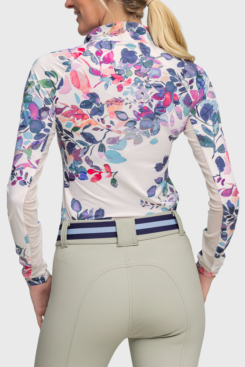 Long Sleeve Amethyst Watercolor Floral 1/4 Zip-Kastel Denmark US